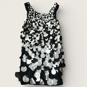 Diane von Furstenberg Silk Applique Dress Size 8 Black White Textured